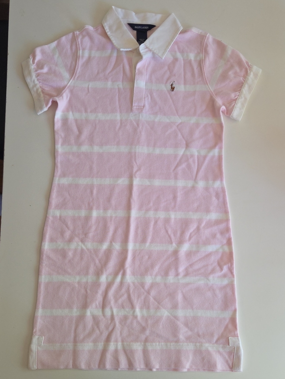 Ralph Lauren Pink & White Striped Polo Dress